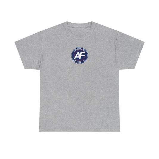 Graphic Tee — "America First / Christ Is King" Chest Logo
